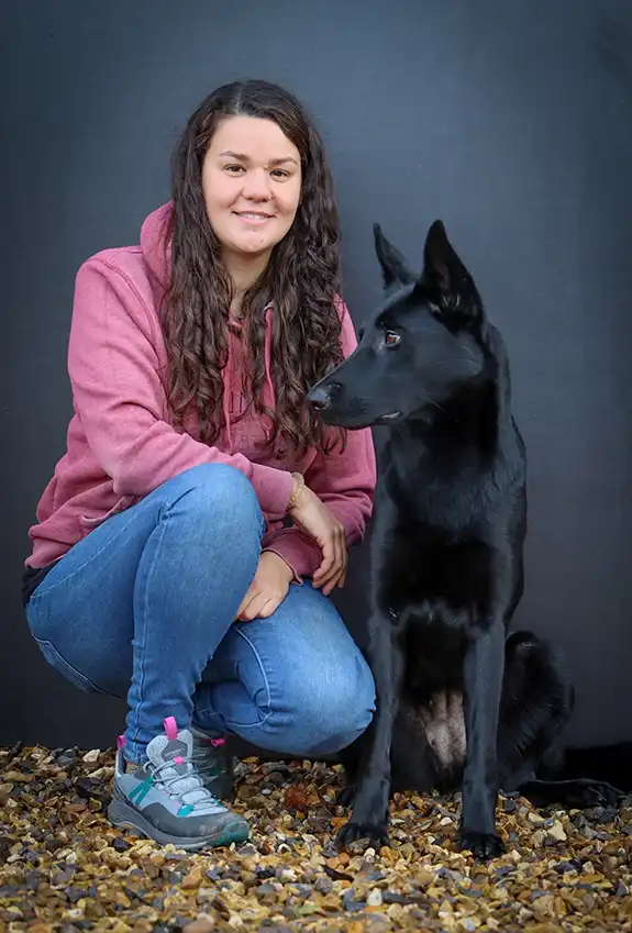 tass moss trainer at frome k9 with her german shepherd dog onyx